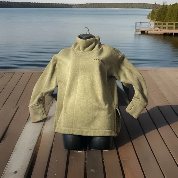 Peloton Sweatshirt Green Womens Small Turtleneck Cowl Neck Thumb Holes - Picture 1 of 7